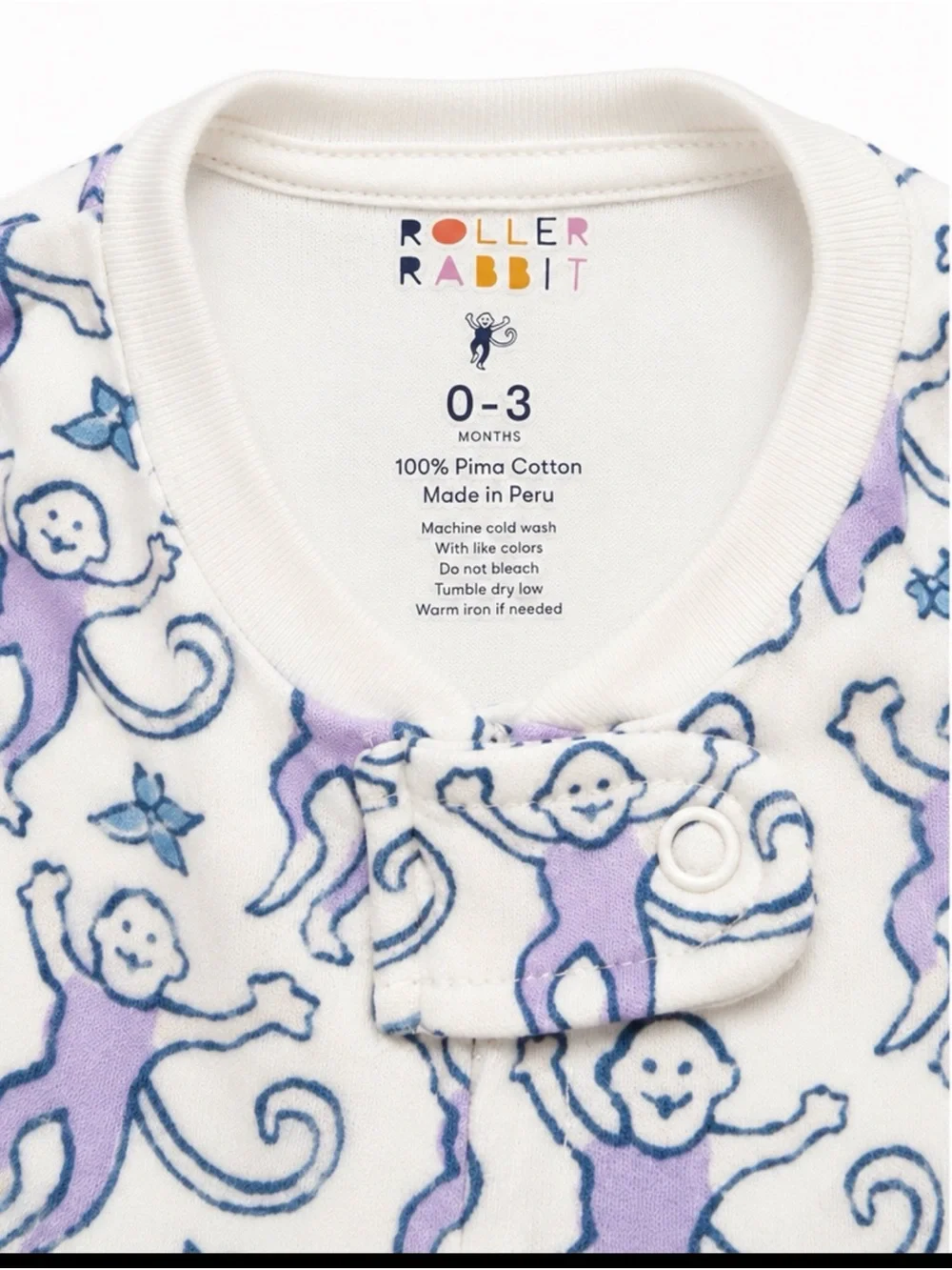 Roller Rabbit White Footed One-Piece with Purple Monkey Print